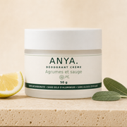 
مزيل العرق الكريمي ANYA. الحمضيات والميرمية بحجم 50 غ، من الأمام