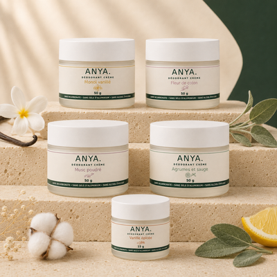 
Pack Signature ANYA. avec quatre grands déodorants et un mini offert