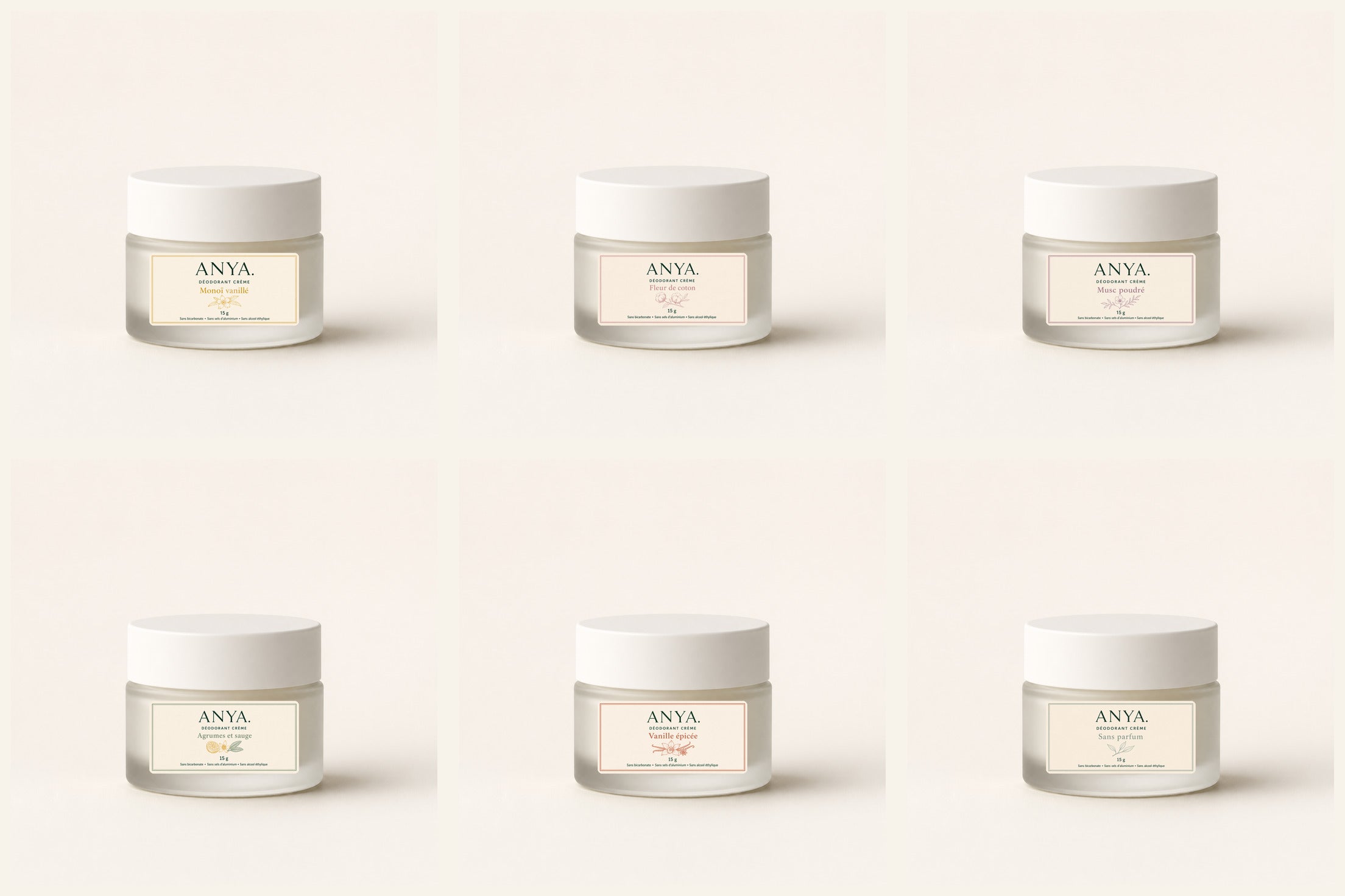 Les six parfums ANYA. au format mini 15 g